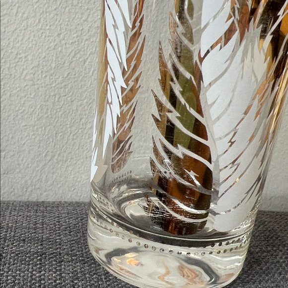 MCM vintage Lex Kuznak Set of 7 Feather Design cocktail tumbler about 10 oz rare - Picture 8 of 8